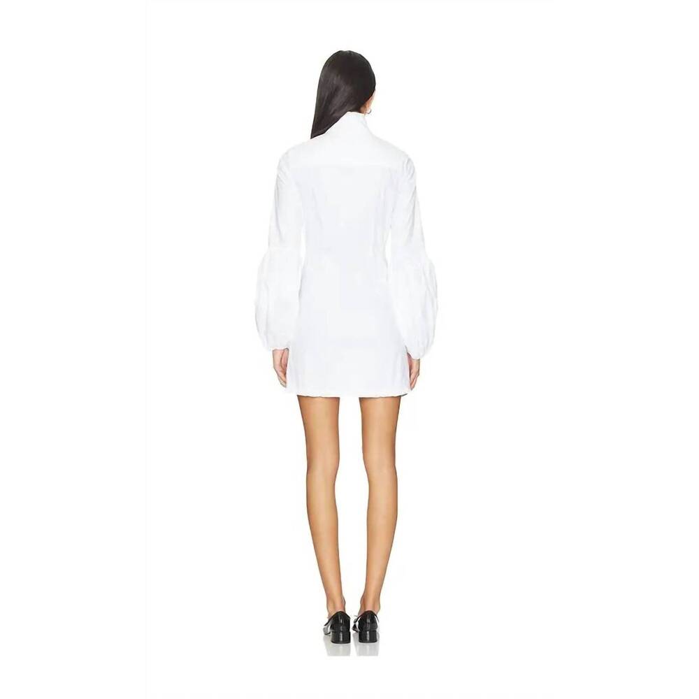 NEW CAROLINE CONSTAS jacqueline high neck ruffle mini shirt dress in white - Picture 2 of 2